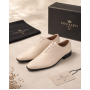 pantofi barbati eleganti bej din piele naturala dintr-o bucata cu siret GKR51TSB